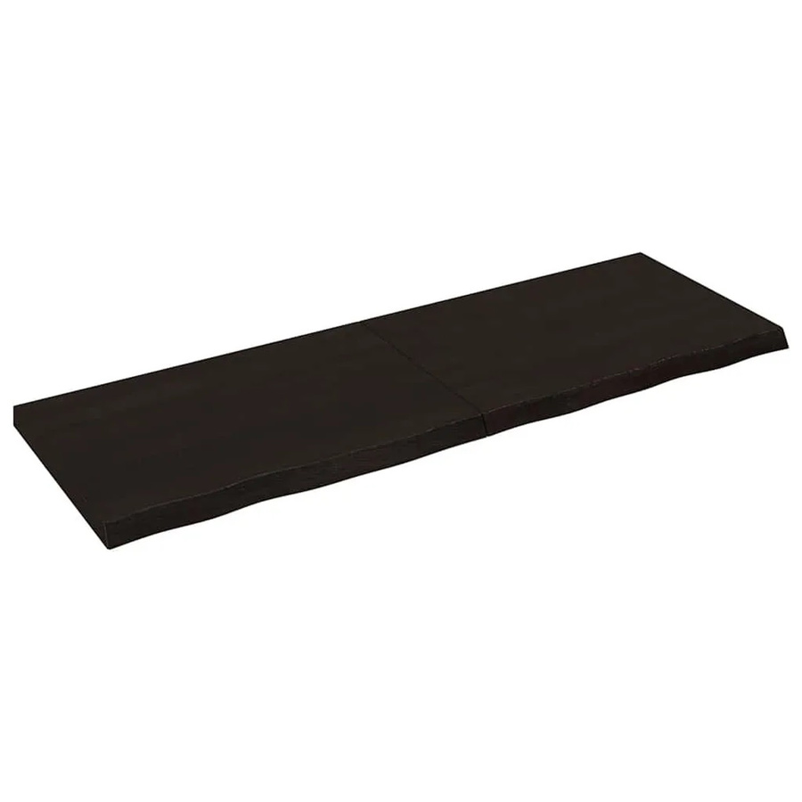 vidaXL Wandregal aus Massivholz Eiche in Dunkelbraun, B: 180 cm, T: 60 cm, H: 2-6 cm - Bild 2