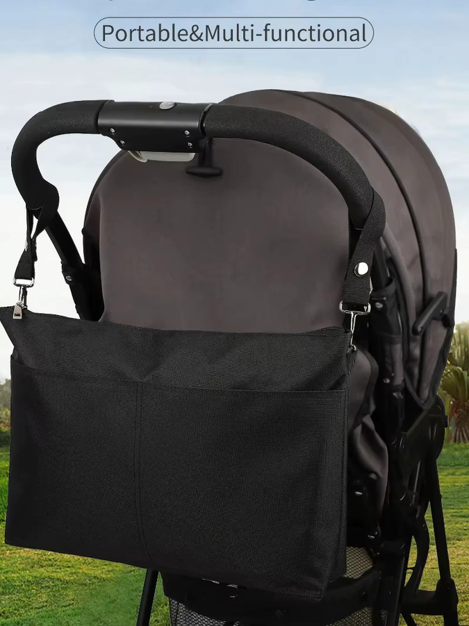 Wasserdichte Kinderwagen Umhängetasche für Mamas Windeltasche in Schwarz mit großer Kapazität - Bild 6