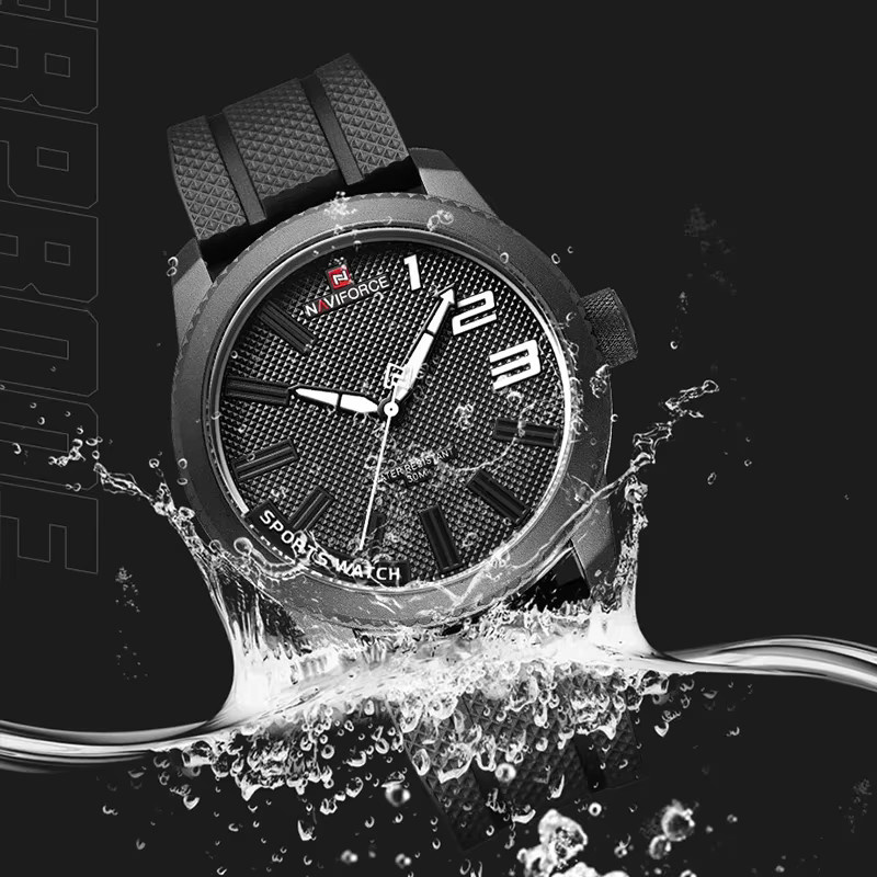 NAVIFORCE Armbanduhr, Quarz, Silikon, Schwarz, Herren - Bild 4