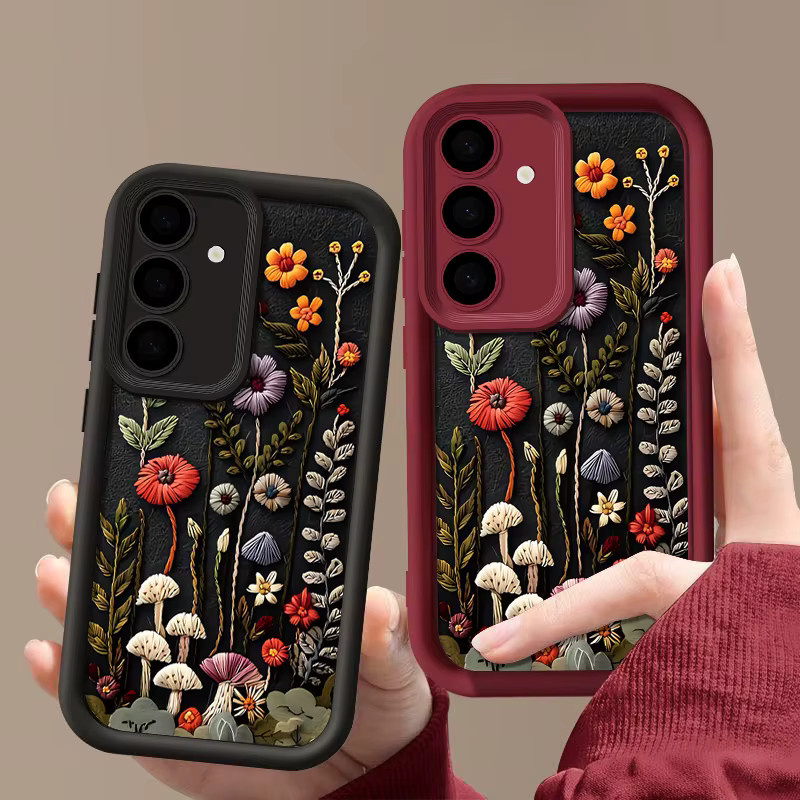 MOESOE Soft Cover Handyhülle mit geprägtem Blumendruck für Samsung Galaxy S25 S24 S23 S22 Ultra FE A56 A36 A26 A17 A16 A15 A55 A54 in Beige, Weiß und Multicolour - Bild 2