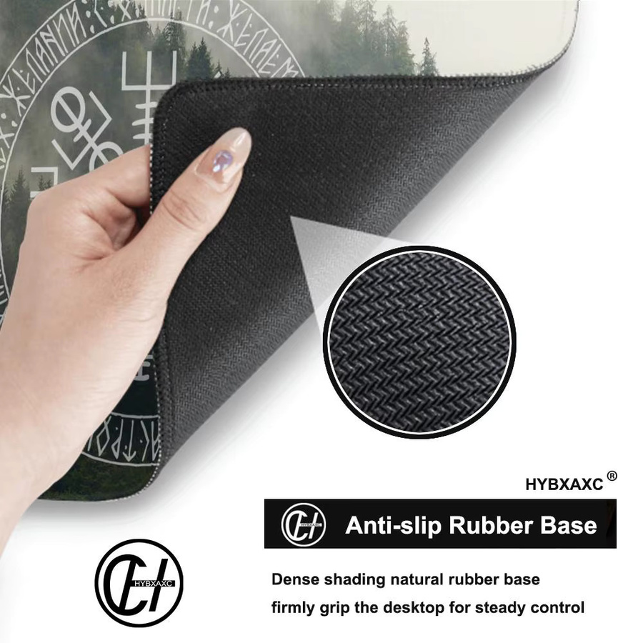 HYBXAXC Wikinger Vegvisir Logo Mauspad in Schwarz, großflächiges Gaming-Mauspad für Tastatur und Notebook - Bild 5