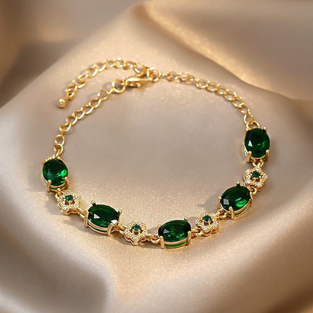 ZAKOL Armband, Gold, Grün Kristall Zirkonia, Damen, Vintage - Bild 1