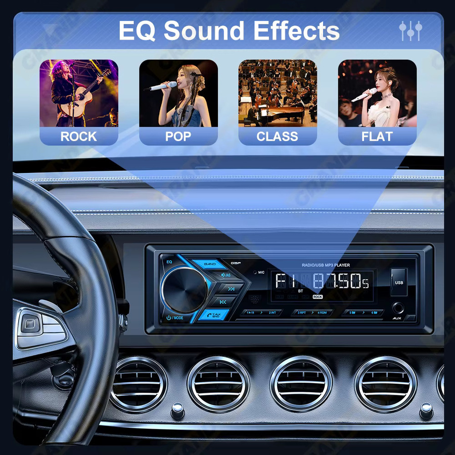 Grandnavi 1DIN MP3-Player Autoradio mit Bluetooth, FM-Radio, USB, SD und AUX-Eingang in Schwarz - Bild 6