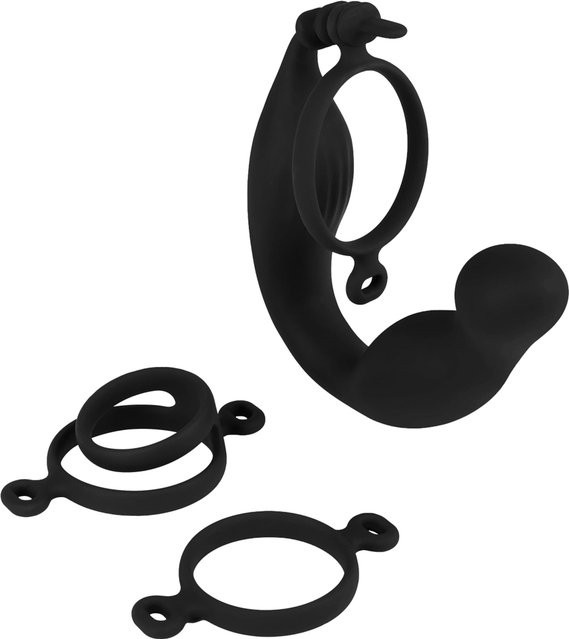 EIS Prostata-Vibrator aus Silikon, 4-teilig, Schwarz und Gold, Länge: 14 cm - Bild 1