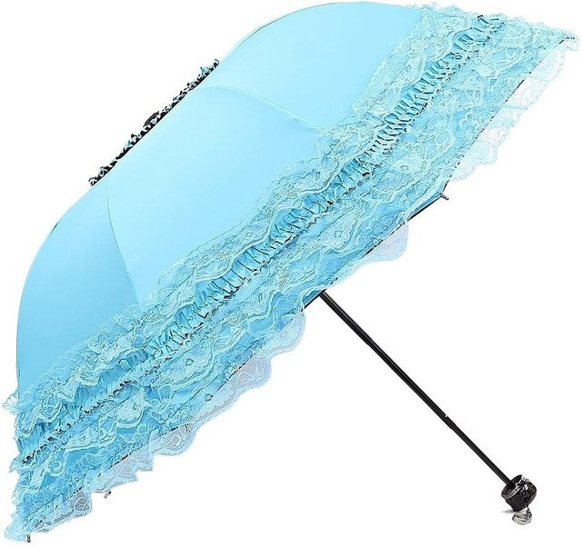 Binchi Outdoor Product Lolita Sonnenschirm mit Spitze und UV-Schutz, faltbar und wasserdicht, Blau - Bild 1