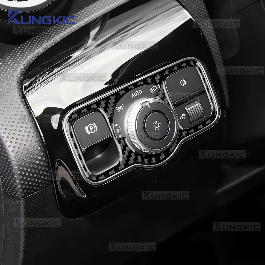 KUNGKIC Carbonfaser Scheinwerferschalter-Rahmenaufkleber in Schwarz für Mercedes Benz A CLA GLA GLE GLS (Modelle 2020-2025) - Bild 4