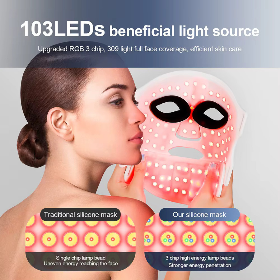 foreverlily Silikon-LED-Maske für Gesicht und Hals, 7-Farben-LED-Photon, Unisex - Bild 3