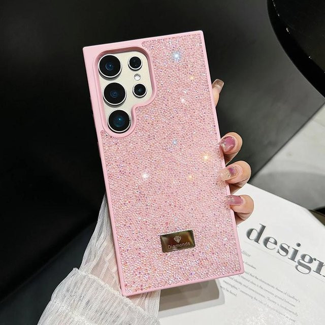 Luxus Strass Diamant Handyhülle für Samsung Galaxy S25 S24 S23 Ultra Plus in Rosa mit Glitzer und stoßfestem Schutz - Bild 1