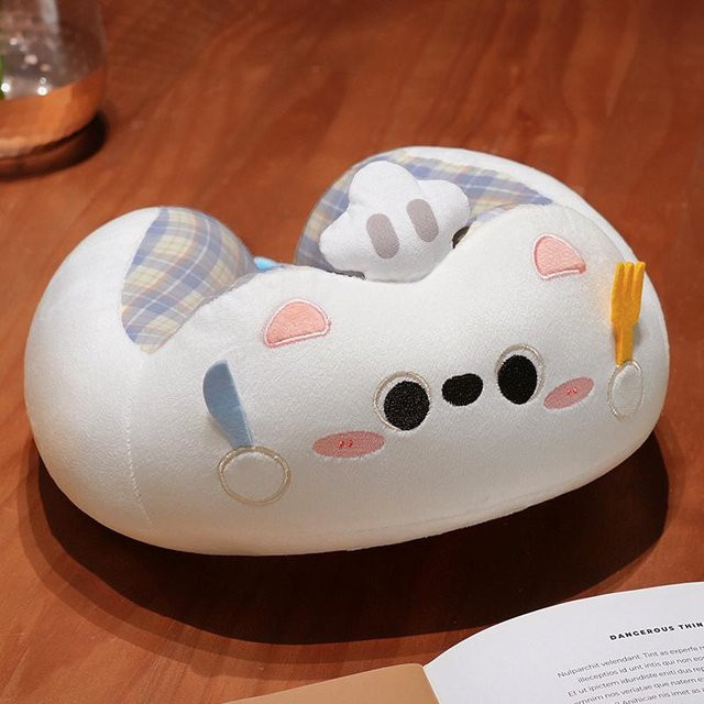Yiran toy Reisekissen aus weichem Plüsch in Weiß, u-förmiges Nackenkissen für Erwachsene und Kinder zum Reisen und für Nickerchen im Freien - Bild 1