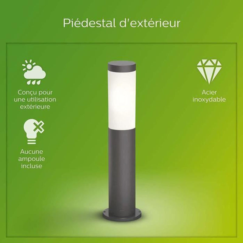 Philips Utrecht Sockel- und Wegeleuchte aus Edelstahl in Anthrazit, IP44, Durchmesser: 7,6 cm, Höhe: 45 cm - Bild 3