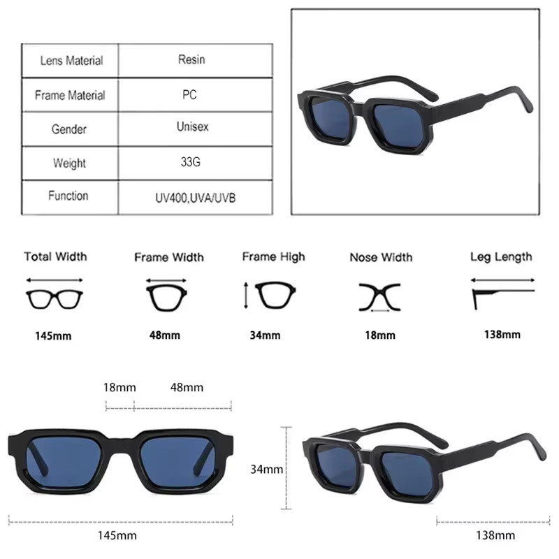 JNPCXI Sonnenbrille, Quadrat, Vollrand, Blau, Unisex, Kunststoff - Bild 3