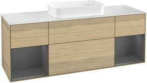 V&B Waschtischunterschrank Finion Wandbeleuchtung in Anthrazit mit Eichen-Lackierung, Breite: 160 cm - Bild 1