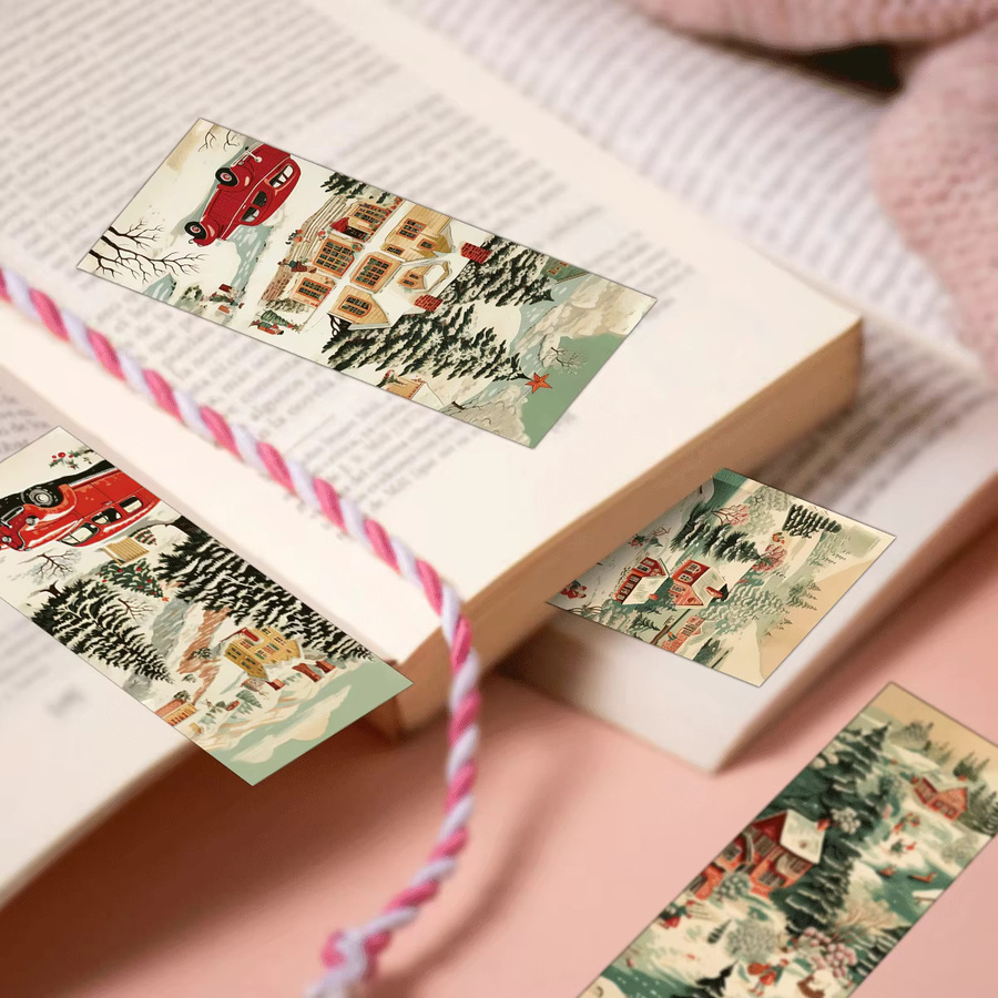 24 Stück Weihnachts-Lesezeichen mit nostalgischem Szenen-Design in Multicolour aus Papier - Bild 5