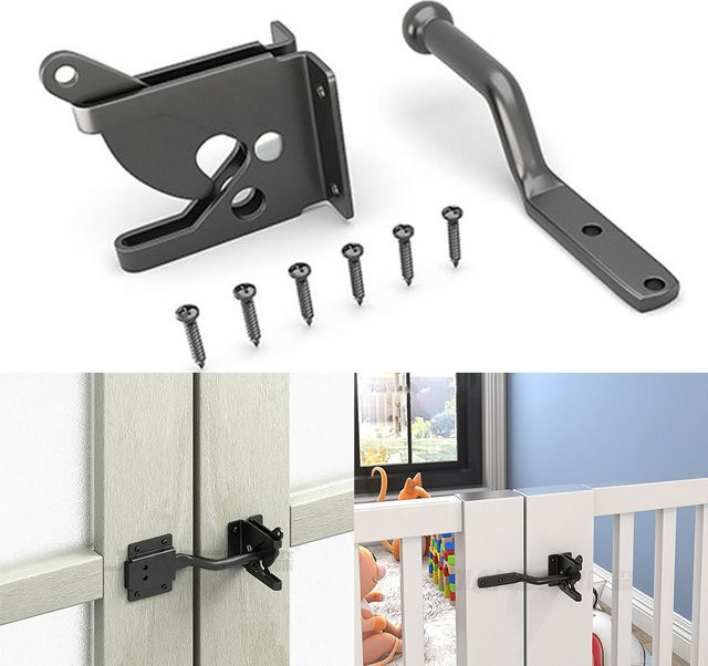 Heavy Duty SlamCatch Auto Tor Riegel mit Schrauben in Schwarz als Sicherheits Ersatz Zubehör Set - Bild 1