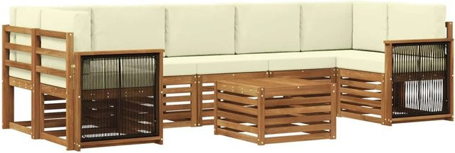 vidaXL Outdoor-Sofagarnitur aus Massivholz Akazie mit 8 Polsterteilen in Natur und Beige - Bild 1