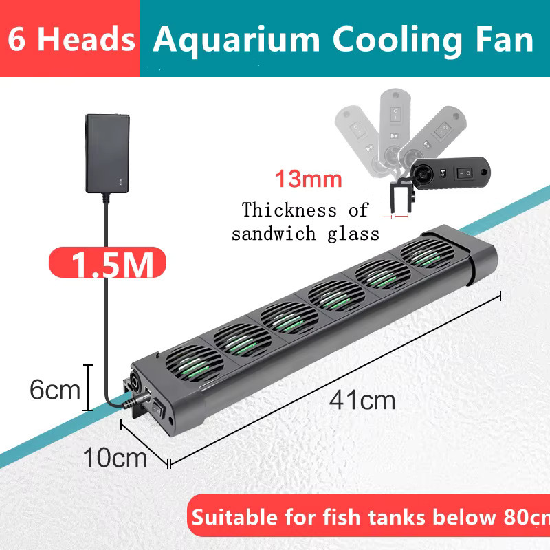 Dreamburgh Aquarien Lüfter Set in Schwarz mit 6 Lüfterköpfen für automatische Kühlung und Wärmeableitung bei 135 Grad - Bild 3