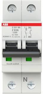 ABB S201-Z63NA Leitungsschutzschalter 63A 230V Grau 2CDS251103R0608 - Bild 1