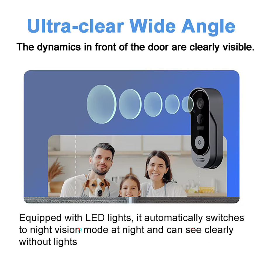 Luxuglow Drahtlose intelligente Video-Türklingel mit WIFI-App und hochauflösender Nachtsicht-Überwachung in Schwarz - Bild 3