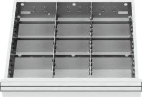 Stier Schubladeneinteilung Metalleinteilung BLH in Grau mit 12 Fächern, Innenmaß B: 500 cm, T: 450 cm, H: 150 cm bis 175 cm - Bild 1