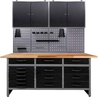 Ondis24 Werkstatt-Set Konny aus Metall in Anthrazit und Grau mit Pegboard - Bild 1