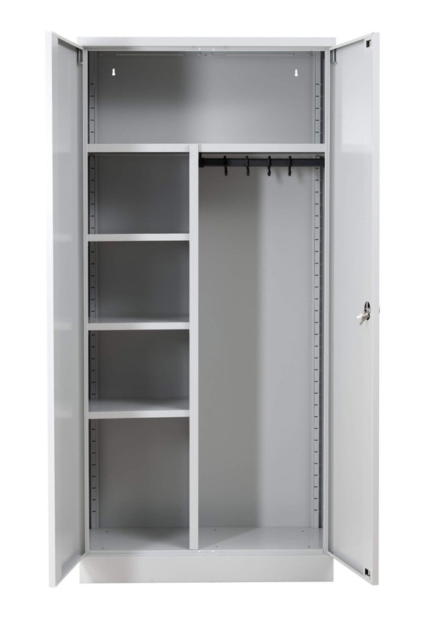 BIGBOXX Mehrzweckschrank aus Metall in Grau mit Scharniertüren und verstellbaren Regalböden - Bild 1