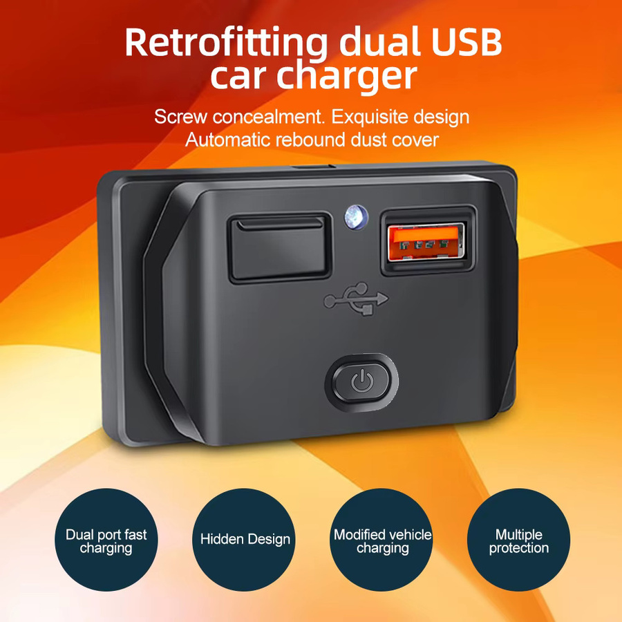 Kebidumei USB-C Schnellladebuchse mit QC 3.0 und Schalter für 12V 24V Auto, Motorrad, RV und Boot in Schwarz - Bild 2