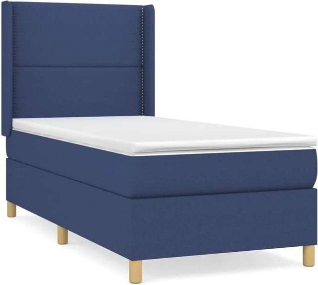 vidaXL Boxspringbett mit Matratze in Blau, Hybrid-Design mit Taschenfederkern, B/T: 90 x 200 cm - Bild 1