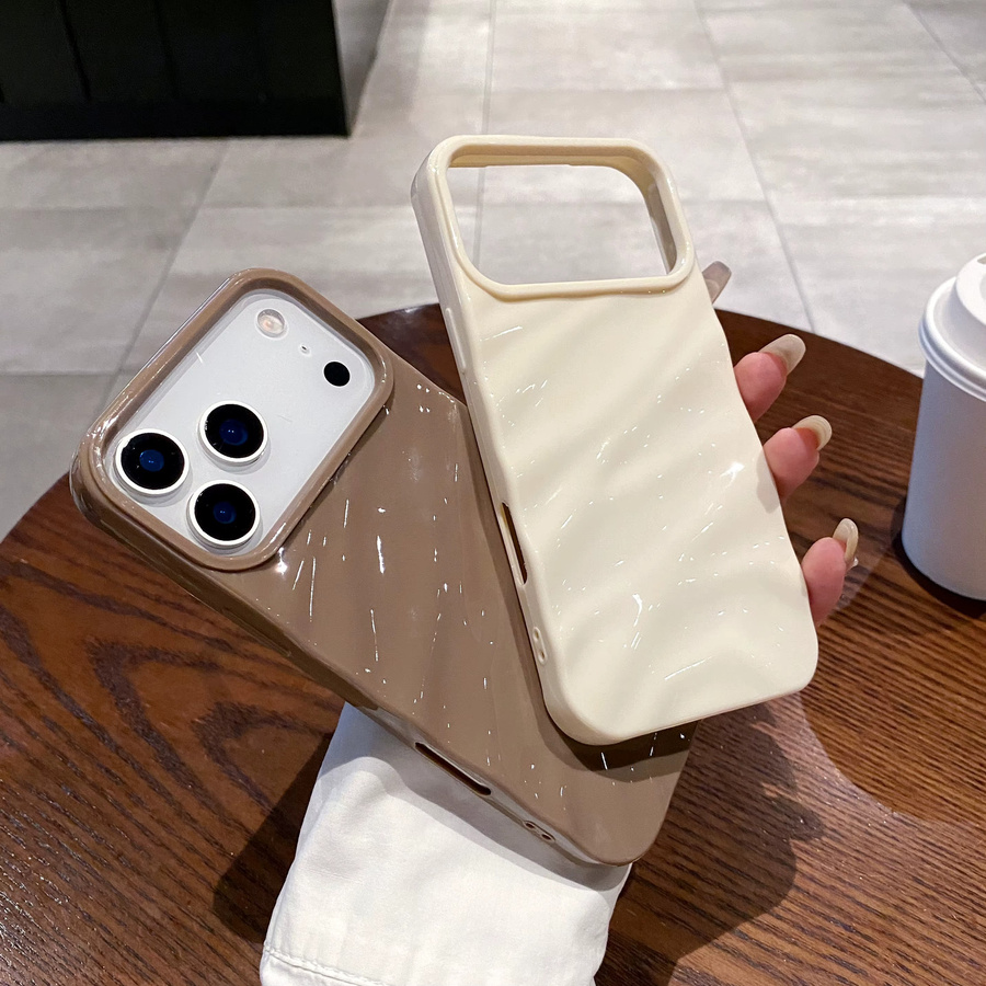 Stoßfeste Handyhülle mit 6D-Seidenmuster für iPhone 11 bis iPhone 17 Pro Max in Braun - Bild 2