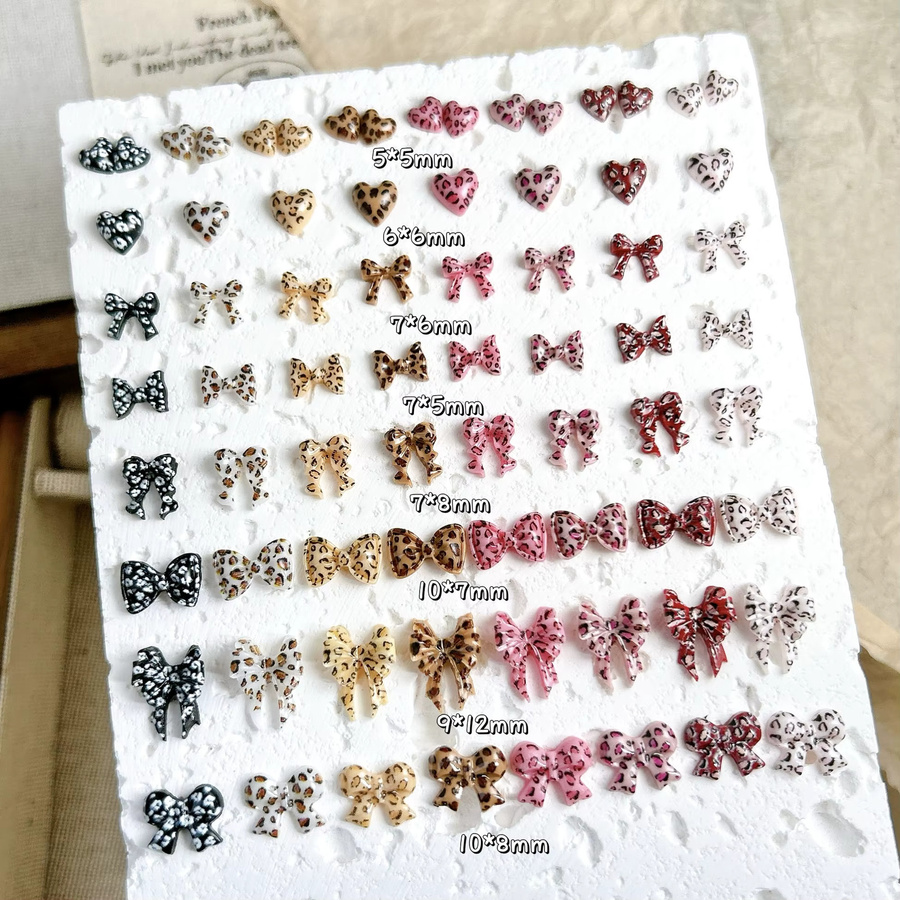 30 Stück Nagel Charms Harz Bogen Herz Leopard Print, Nail Art Dekoration - Bild 2