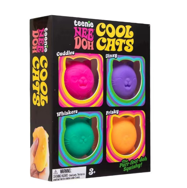 NeeDoh Teenie Cool Cats, 3er-Pack, Mini-Katzen-Fidget-Spielzeuge, weich, quetschbar - Bild 2