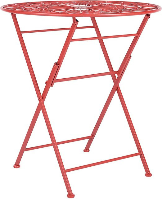 Beliani Gartentisch SCARIO in Rot aus Metall mit klappbarer Platte für Garten, Balkon und Terrasse, B/T/H: 70 x 50 x 75 cm - Bild 1