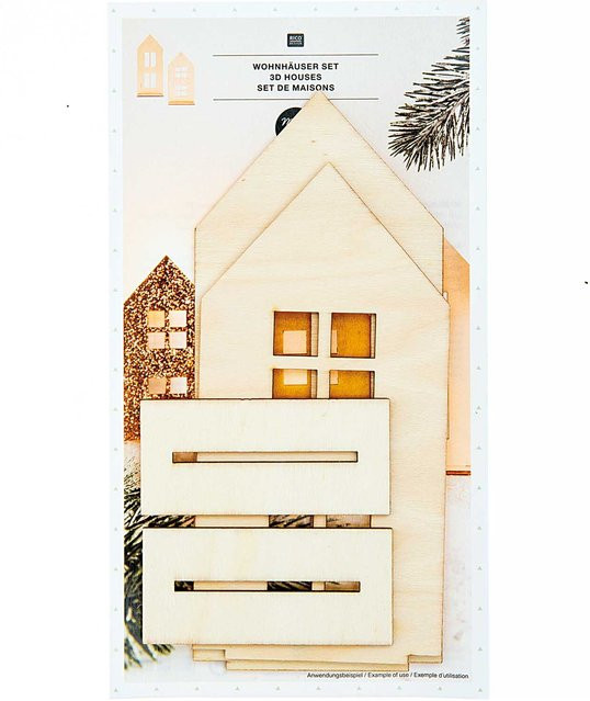 Rico Design Steckfiguren Wohnhäuser aus Holz, 2 Stück - Bild 1