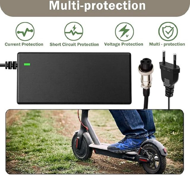 GX16 3-Pin Li-Ionen-Akkuladegerät 54,6V 67,2V 2A AC-Netzteil für ZERO 10X VSETT 10+ Kaabo Scooter in Schwarz - Bild 1