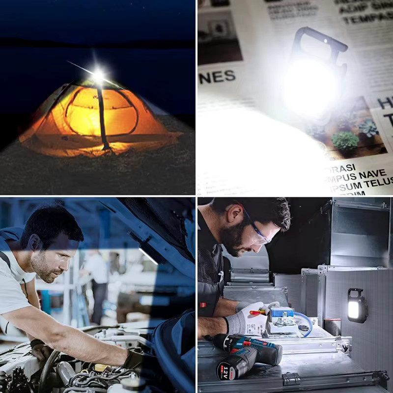 Wiederaufladbare LED COB Schlüsselbund Taschenlampe mit Magnet in Schwarz - Bild 6