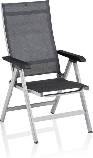 Kettler Basic Plus Premium Klappstuhl aus Aluminium und Textilene in Silber/Lakritz - Bild 1