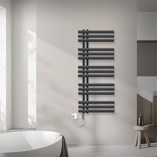 Elektrischer Badheizkörper LuxeBath Iron EM mit Heizstab 1200W in Anthrazit, B: 50 cm, H: 120 cm - Bild 1