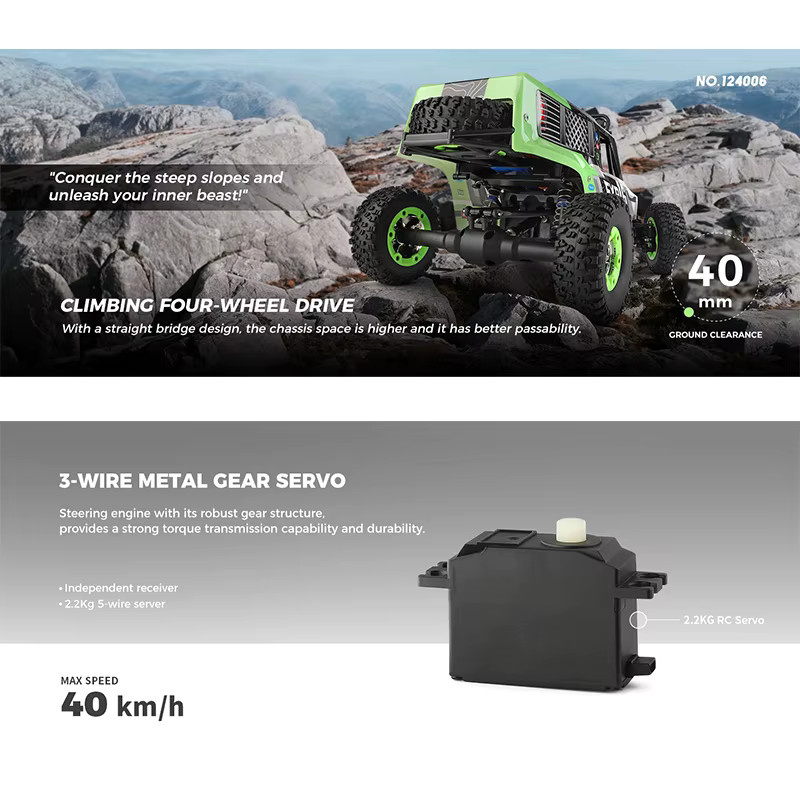 WLtoys 124006 RC Auto Off Road 4x4 Lkw, 1/12, mit LED-Licht, ferngesteuert - Bild 4