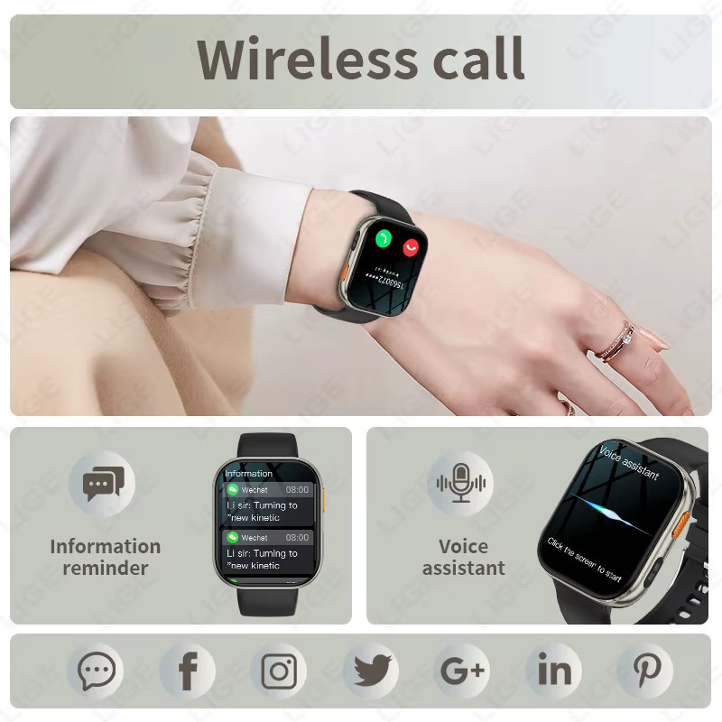 LIGE AMOLED Smartwatch mit 2,04 Zoll Display, Bluetooth Telefonie, IP68 Wasserdicht, Schwarz, für Android und iOS kompatibel - Bild 3