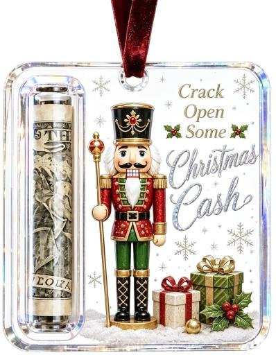 DIY Weihnachts Geldgeschenk Box aus transparentem Acryl mit Nutcracker-Motiv und Lanyard als hängende Baumdekoration - Bild 1