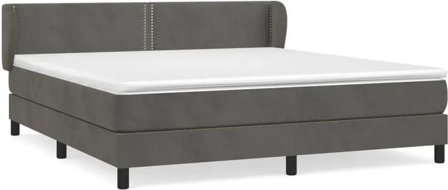 vidaXL Boxspringbett mit Matratze und Kopfteil, Dunkelgrau, Samt, Hybrid-Matratze mit Taschenfederkern, B/T: 180 x 200 cm - Bild 1