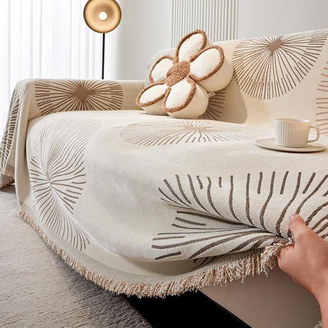 Yiran Furniture Chenille Sofabezug mit Blumenstruktur, doppelseitig verwendbare Kuscheldecke für dein Sofa, B/B: 70 x 70 cm - Bild 1