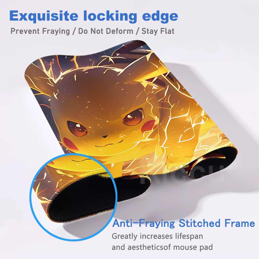 Potdemiel XXL Mauspad Anime Pikachu Design in Multicolour als große Schreibtischunterlage für Gaming und PC-Zubehör - Bild 2