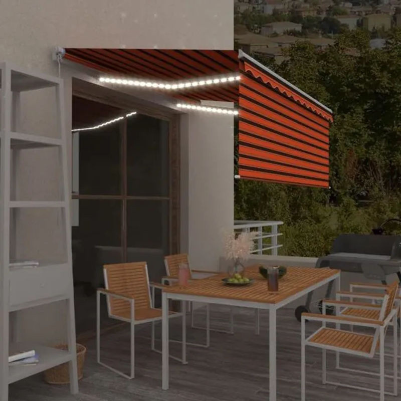 Vidaxl Markise manuell einziehbar mit Rollo und LED in Orange Braun B x H: 3 x 2,5 m - Bild 1