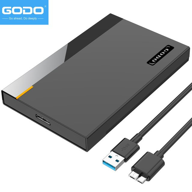 GODO USB 3.0 HDD/SSD-Gehäuse für 2,5-Zoll SATA Festplatten, werkzeuglos und tragbar, Schwarz - Bild 1