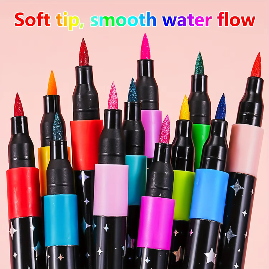 24 Farben Glitzermarker Set mit wasserbasierter Tinte in Multicolour für Malen, Skizzieren und Basteln - Bild 4
