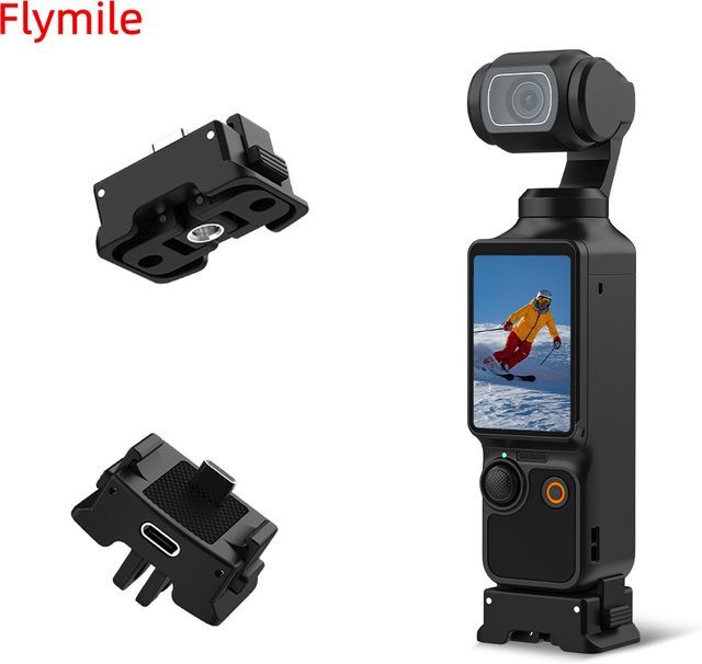 Flymile Pocket 4 Ladeadapter-Basis für DJI Osmo Pocket 3 Desktop-Halterung mit USB-C Anschluss in Schwarz - Bild 1