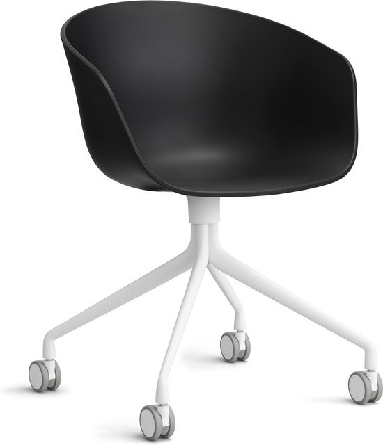HAY About A Chair AAC 24 moderner Schalenstuhl in Schwarz mit Stahlgestell und Rollen - Bild 1