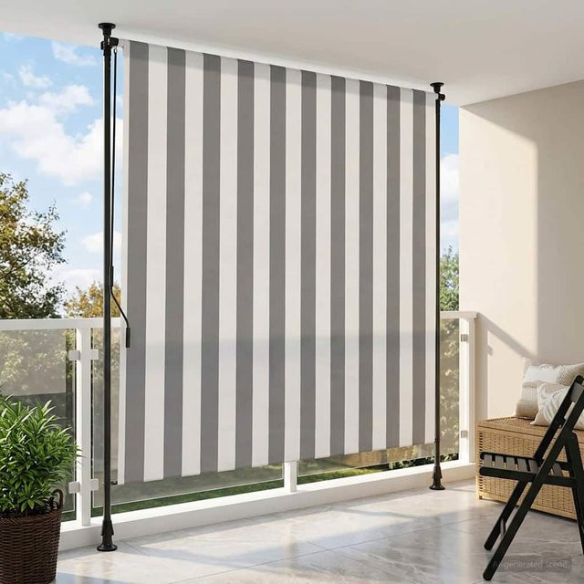 vidaXL Outdoor Rollo in Anthrazit und Weiß, B/H: 150 x 270 cm - Bild 3
