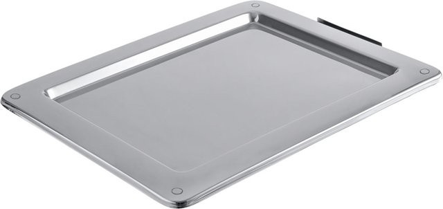 VEGA GN-Präsentationsplatte aus Edelstahl, GN 1/2, silber, rutschfest und stapelbar, B/T/H: 26,5 x 32,5 x 1,4 cm - Bild 1
