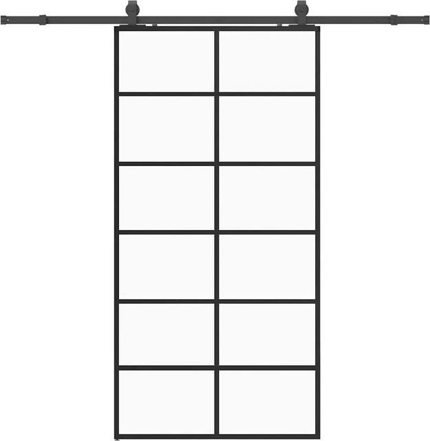 vidaXL Schiebetür aus ESG-Glas in Schwarz mit Beschlag, modern, B: 90 cm, H: 205 cm - Bild 1